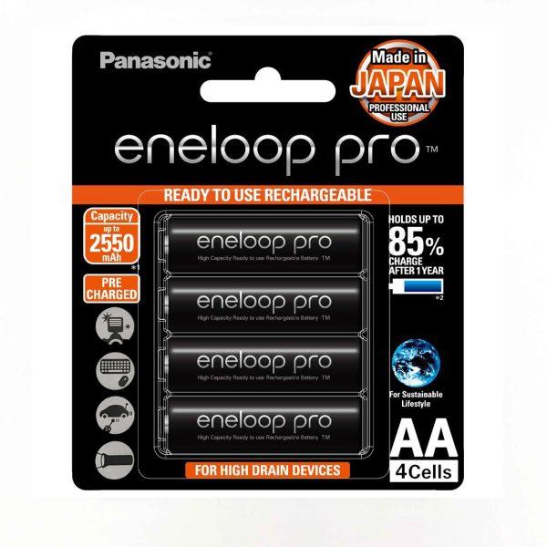 باتری قلمی AA شارژی 1.2 ولت 2500 میلی آمپر Panasonic Eneloop Pro پک 4 عددی (اصلی)