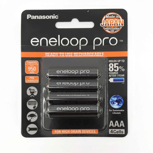 باتری نیم قلمی AAA شارژی 1.2 ولت 950 میلی آمپر Panasonic Eneloop Pro پک 4 عددی (اصلی)